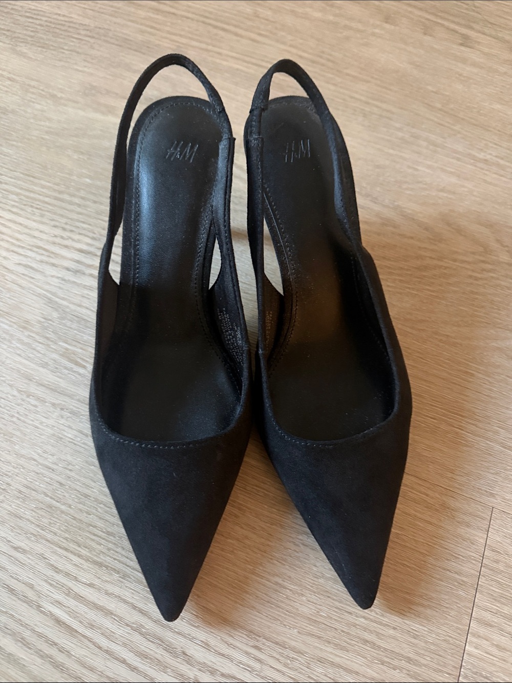 H&M Black Pointed Slingback Heels